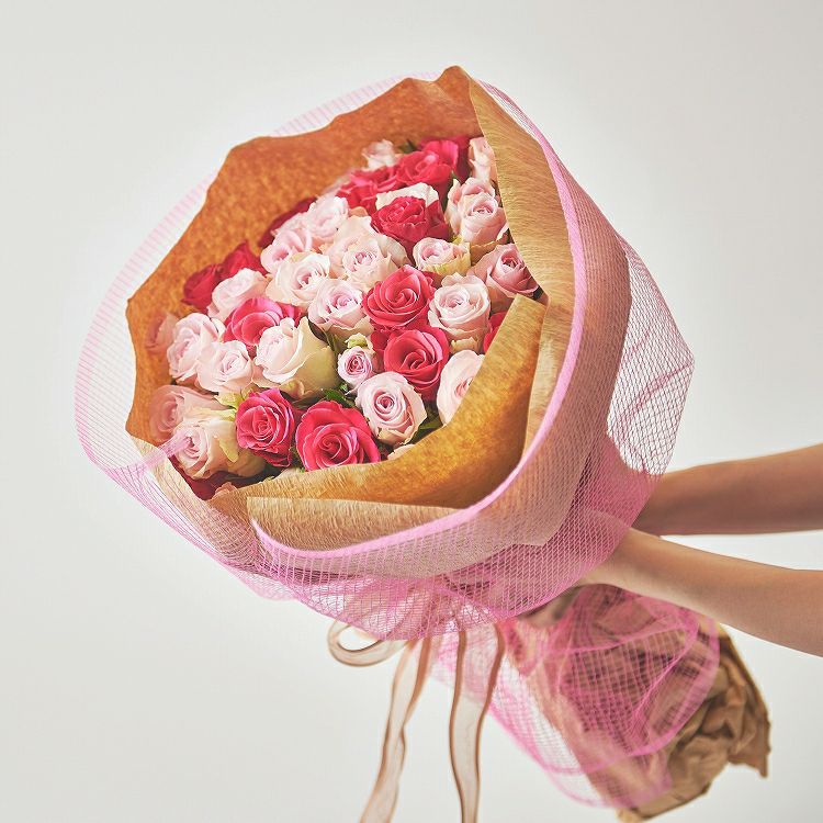 バラの花束 産地厳選 ピンク系薔薇30本 | リンクフローリスト | バラの