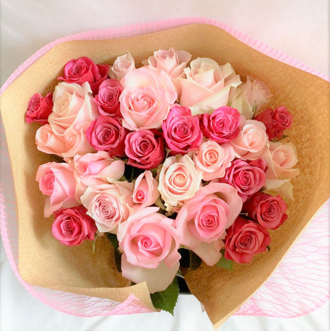 バラの花束 産地厳選 ピンク系薔薇30本 | リンクフローリスト | バラの