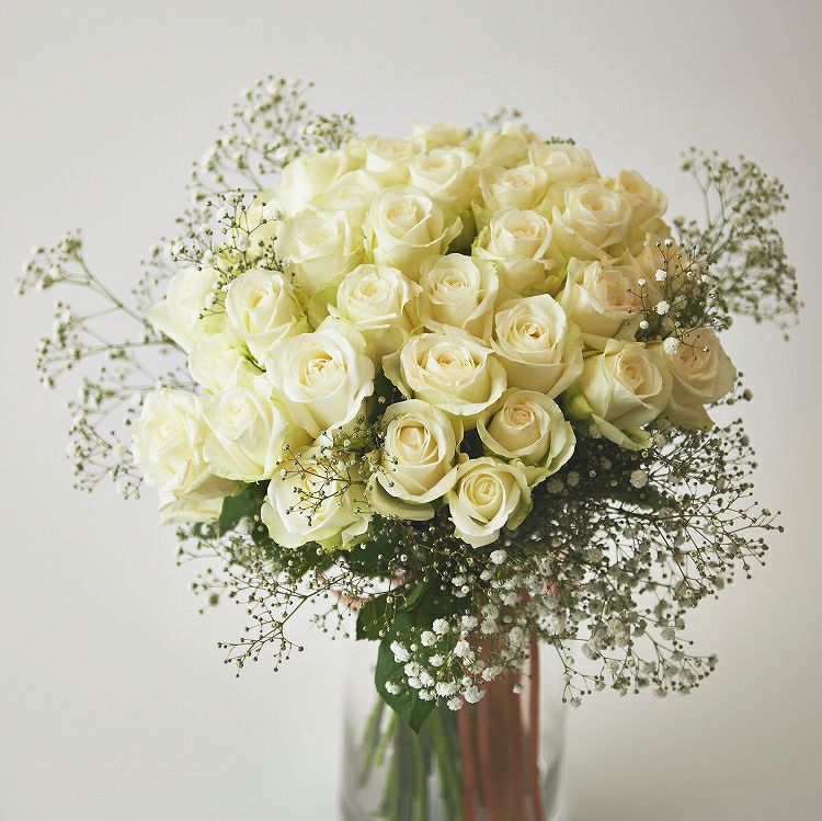 バラの花束 産地厳選 白系薔薇60本 | リンクフローリスト | バラの花束
