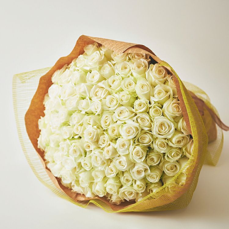 バラの花束 産地厳選 白系薔薇31～108本（本数をお選びください