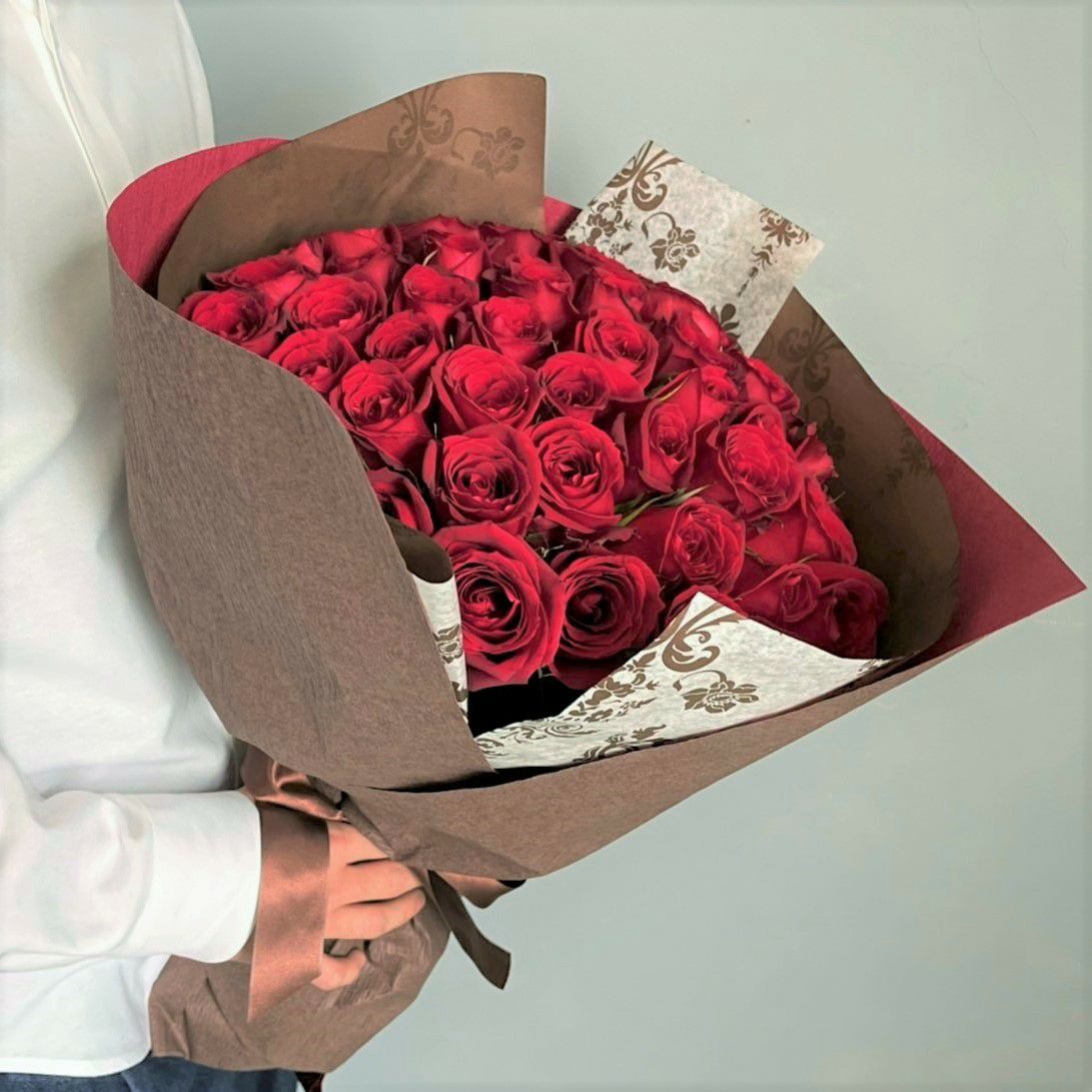 バラの花束プレミアムローズ（大輪） 赤薔薇50本 ブーケ | リンク