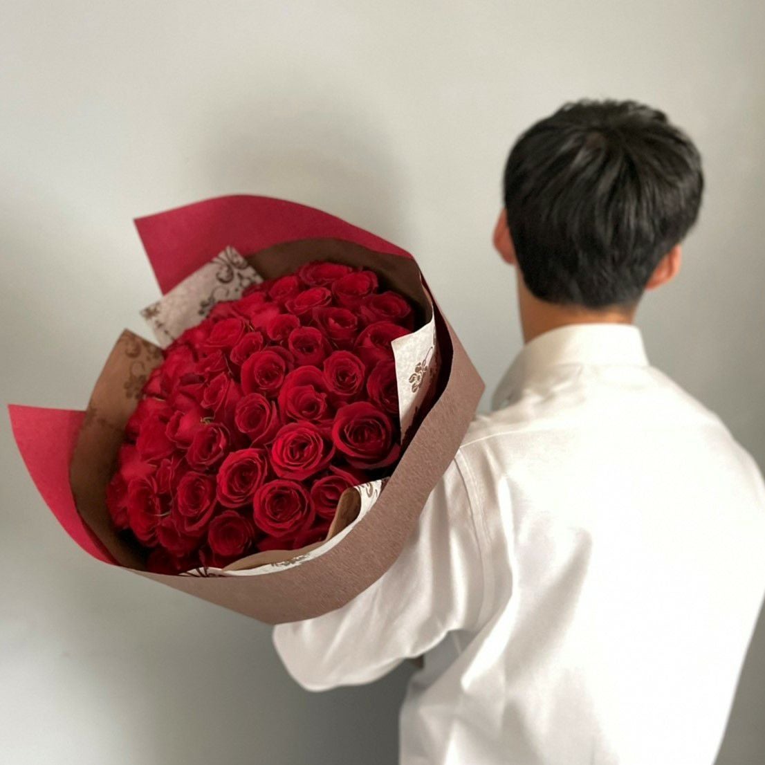 バラの花束プレミアムローズ（大輪） 赤薔薇50本 ブーケ | リンク