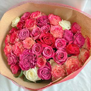 バラの花束産地厳選 Thank youブーケ39本の色お任せブーケ | リンク