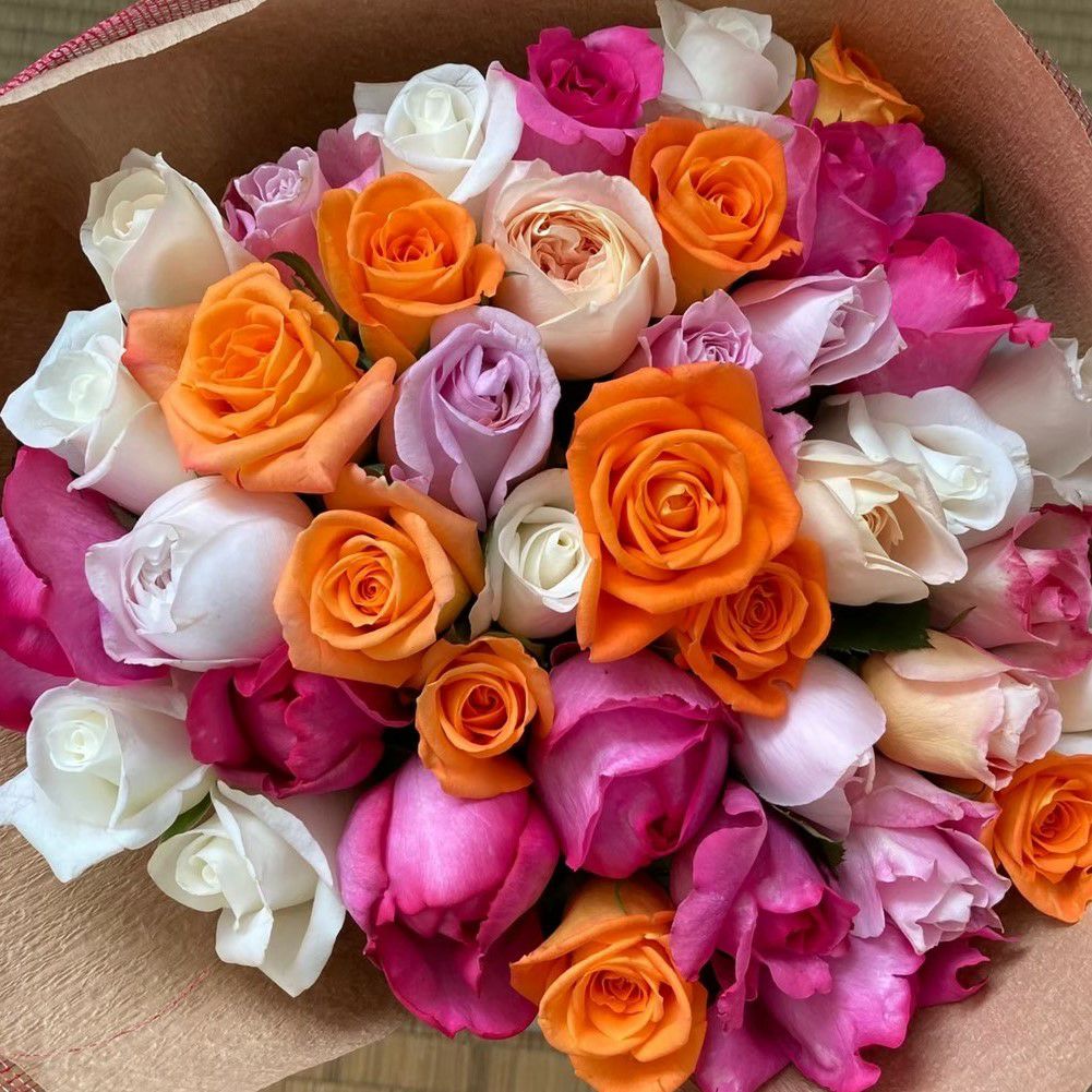 バラの花束産地厳選 Thank youブーケ39本の色お任せブーケ | リンク