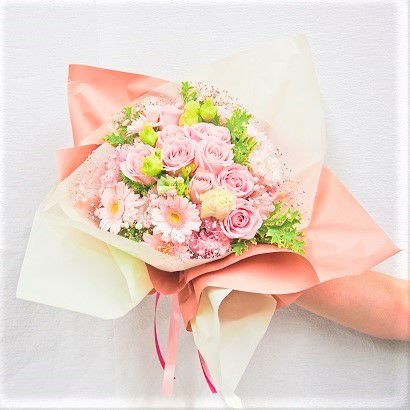花束ブロッサムピンクブーケ | リンクフローリスト | バラの花束や