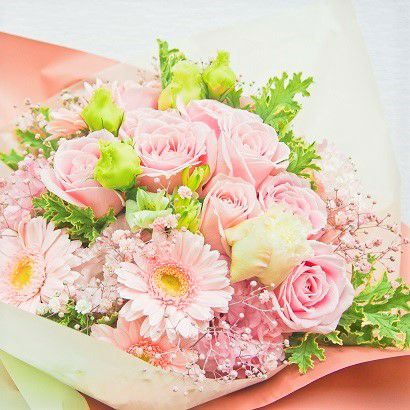 花束ブロッサムピンクブーケ | リンクフローリスト | バラの花束や