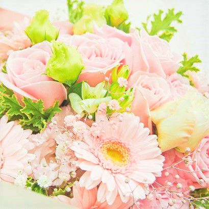 花束ブロッサムピンクブーケ | リンクフローリスト | バラの花束や