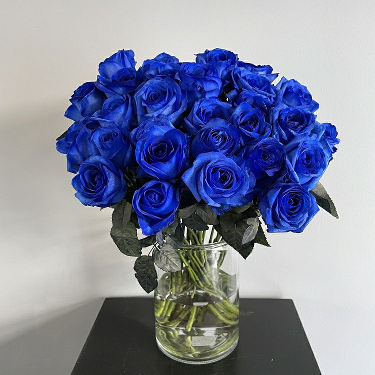 青いバラの花束プレミアムローズ 青薔薇30本の青いバラ花束花言葉「夢