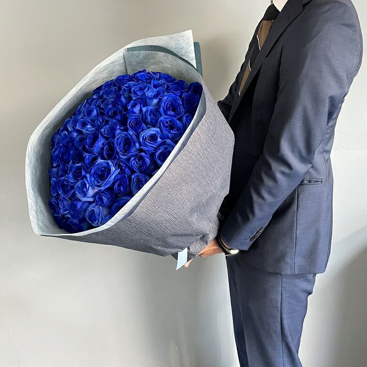 青いバラの花束プレミアムローズ 青薔薇108本の青いバラ花束花言葉「夢