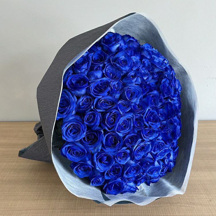 青いバラの花束プレミアムローズ 青薔薇108本の青いバラ花束花言葉「夢