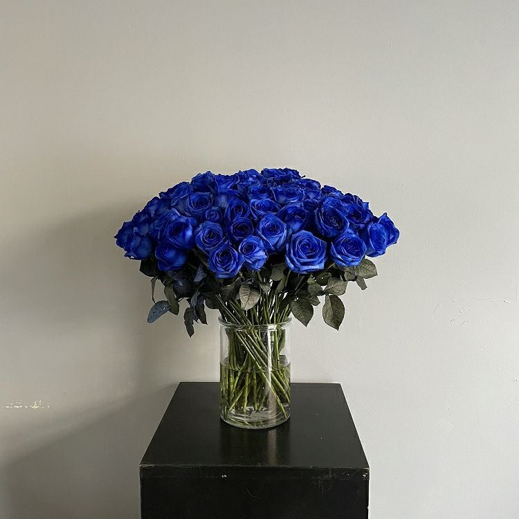 青いバラの花束プレミアムローズ 青薔薇10～108本の青いバラ花束（本数