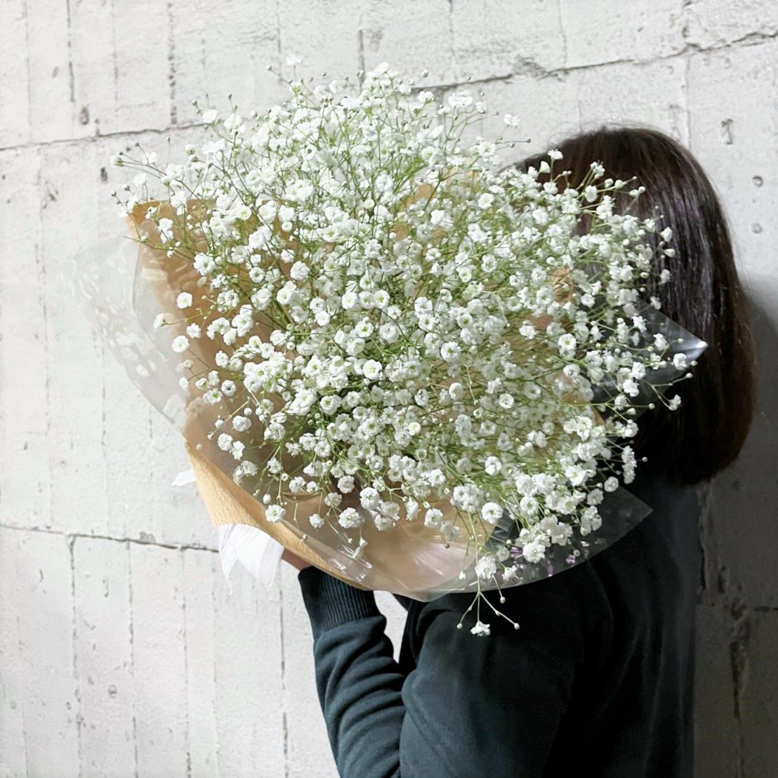 カスミソウの花束ピュアホワイトブーケMサイズ | リンクフローリスト