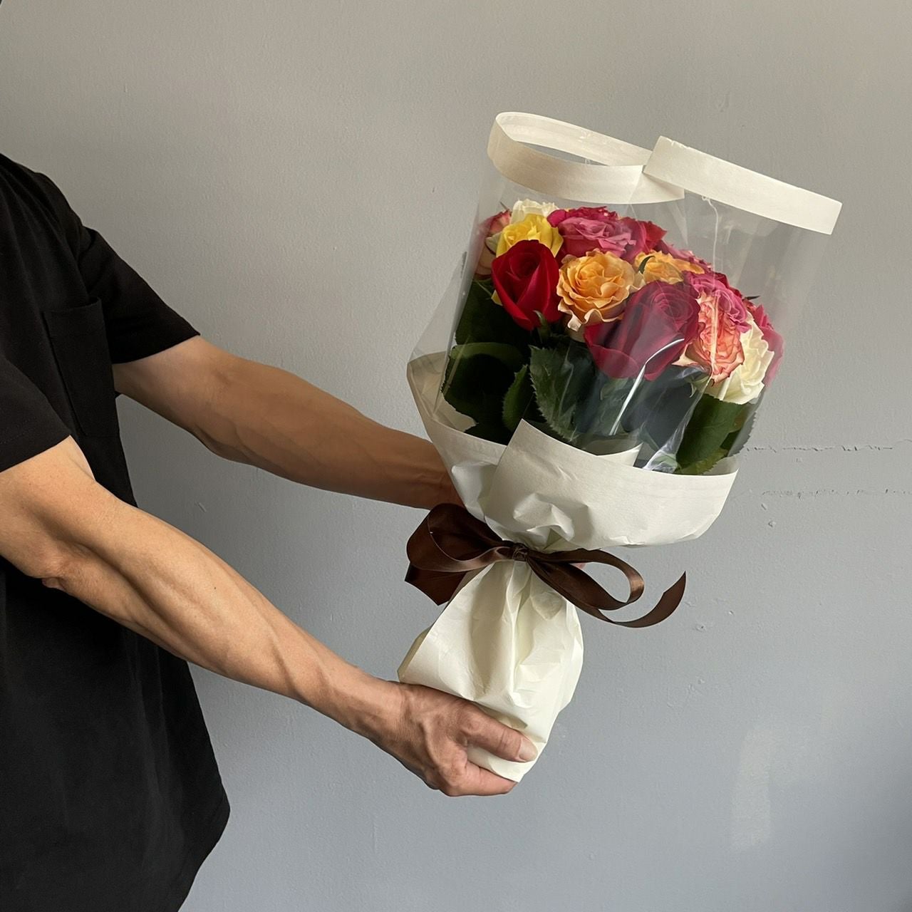 バラの花束産地厳選 グッドラックブーケ25本の花言葉「あなたの幸せを